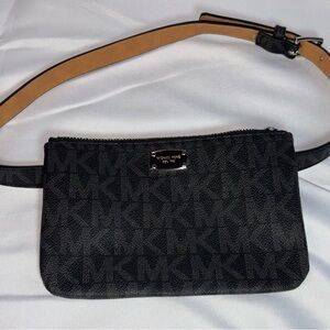 Michael Kors Black Signature Logo Belt Bag Minimalist